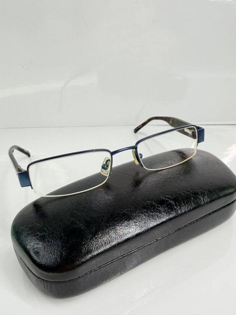 Hugo Boss Semi-Rimless Eyeglasses – Blue & Tortoiseshell